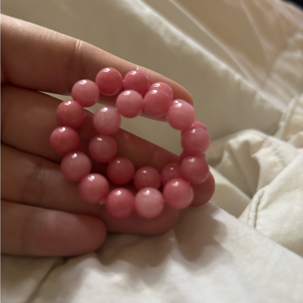 NEW ROSE QUARTZ BEADED STRETCHY BRACELET FOR SIZE 6-8 INCH WRISTS